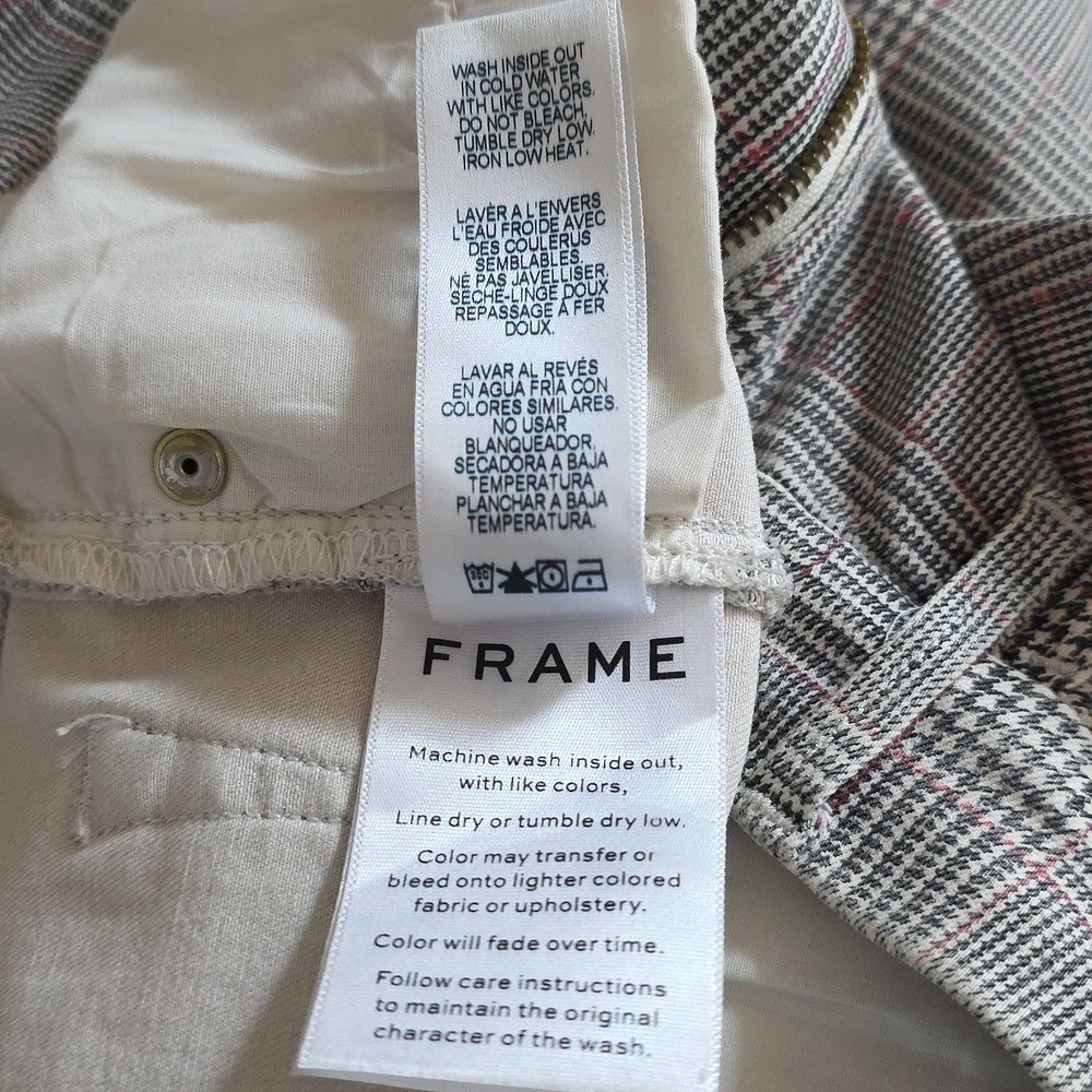 Frame Gray & Red Plaid Cotton Pants.  Le Crop Mini Boot.  Size Small - Picture 13 of 13